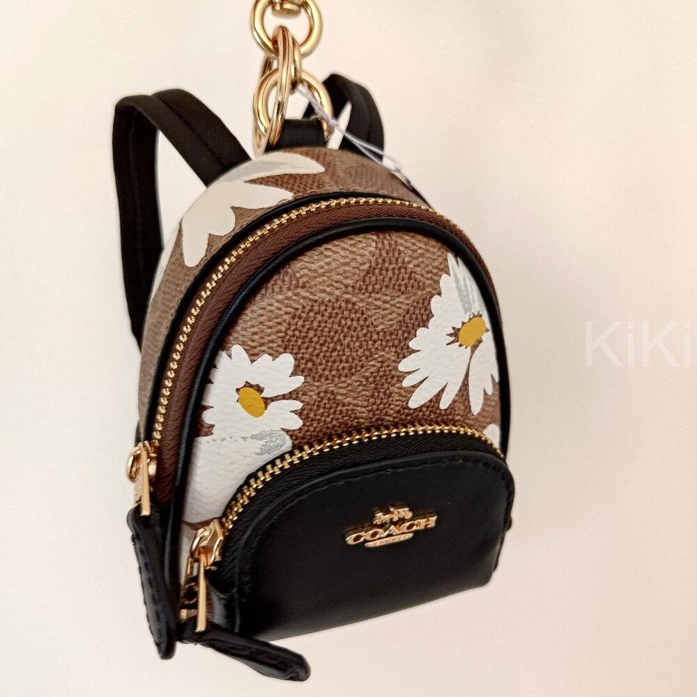 Coach Mini Court Backpack Bag Charm In Signature Canvas With Floral Print CZ602 - Picture 13 of 14